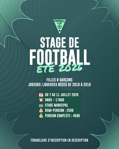 Affiche de stage de football d'été
