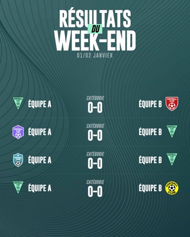 Résultats du week-end de toutes les équipes du club