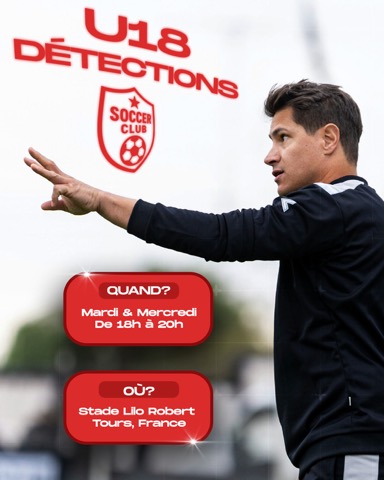 Affiche de détections U18 d'un club de foot