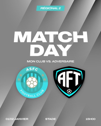 Affiche matchday sur fond géométrique aux couleurs du club